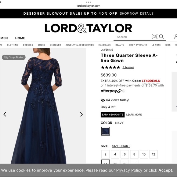 NWT navy Sequin/lace evening gown - Picture 2 of 6